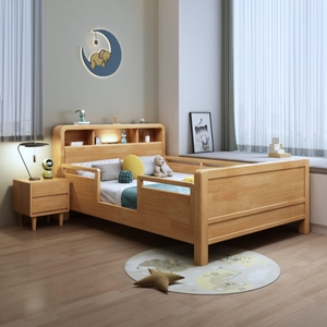 Lit enfant moderne en bois massif minimaliste / Lit simple pour étudiant avec rangement et barrière de sécurité, écologique, gain de place, tailles 1,0m et 1,5m - Product Image 4