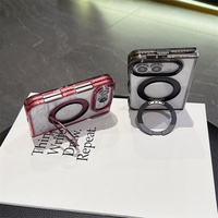 Coque de téléphone transparente anti-jaunissement avec cadre métallique pour iPhone Duo, best-seller, avec support magnétique à 360°