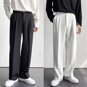 Nouveau <span class=keywords><strong>Pantalon</strong></span> de <span class=keywords><strong>Costume</strong></span> Droit à Tombé Fluide pour Hommes, Ample Style Coréen Décontracté <span class=keywords><strong>Blanc</strong></span>, Large et Long - Product Image 6