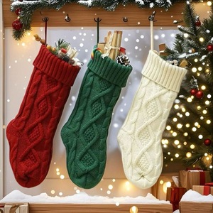 Calcetín navideño grande para regalo transfronterizo, bolsa de regalo, colgante, suministros de decoración, gran punto de punto para esquinas. - Product Image 1