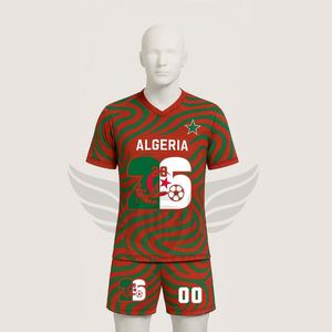 Conjunto de Camiseta y Pantalones Cortos de Fútbol Retro de Argelia para Hombre 2026, Personalizable, Transpirable, con Cuello en V - Product Image 2