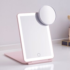 <span class=keywords><strong>Miroir</strong></span> de maquillage plat pour Ipad avec couverture rabattable et illuminé sur support de table pliable en plastique personnalisé avec lumière LED de 3 couleurs - Product Image 2