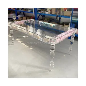 Wedding Supplies Custom Clear Ghost Wedding Furniture Bride And Groom Acrylic Outdoor Dining Table for Event