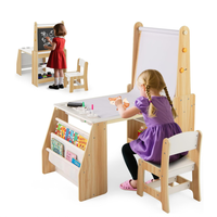 Table et chaise d'activités en bois pour enfants avec rouleau de papier – Chevalet d'art en bois pour enfants