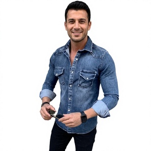 Men's Denim <b>Jacket</b> Washed Shirt Men's <b>Slim</b> <b>Fit</b> <b>Jacket</b> Casual Long Sleeved Denim Shirt <b>Jacket</b> for Men - Product Image 1