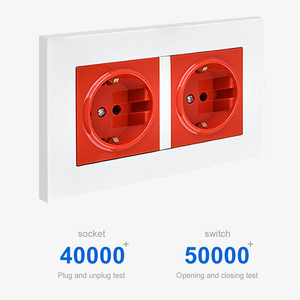 Prise murale standard FIKO EU/UK 16A, interrupteur 2 voies 1 gang, prise électrique universelle 5 broches USB Type-C personnalisable en PC rouge - Product Image 5