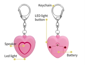 Promotion : Alarme personnelle anti-agression à décibels élevés avec lumière LED en forme de cœur, dispositif d'autodéfense durable pour femmes et enfants - Product Image 2