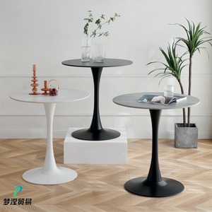 Modern Cafe <strong>Tables</strong> Black Small <strong>Tulip</strong> <strong>Table</strong> Round Dining <strong>Table</strong> for 2 People - Product Image 3