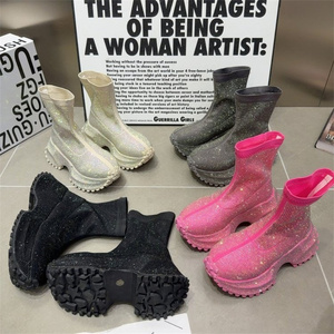 Stivali alla Caviglia di Lusso con Cristalli per <span class=keywords><strong>Donna</strong></span>, Scarpe Sportive Casual con Piattaforma, Stivali Chelsea da Neve Elasticizzati - Product Image 2