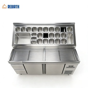 Frigorifero Commerciale Grande Capacità per Preparazione Pizza, Stazione di Lavoro in Acciaio Inox, Frigorifero per Sandwich e Insalate con <span class=keywords><strong>Cassetti</strong></span> - Product Image 1