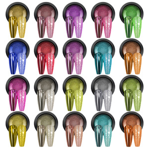 ผงโครเมี่ยมสีพื้น 20 สี แบบสี่เหลี่ยม ให้เอฟเฟกต์กระจกเงา เม็ดสีกลิตเตอร์วิบวับ สำหรับตกแต่งเล็บอะคริลิคสุดหรู ทำเองได้ - Product Image 1