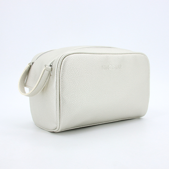 Eco-Friendly Vegan Leather Cosmetic Bag Sustainable Cosmetic Organizer with Soft Handle