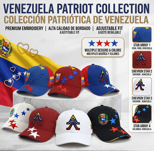 Collection de casquettes du Venezuela, faible MOQ, OEM, ODM, logo de marque personnalisé, drapeau national, étoiles brodées, casquette structurée à 6 panneaux, vente en gros - Product Image 1