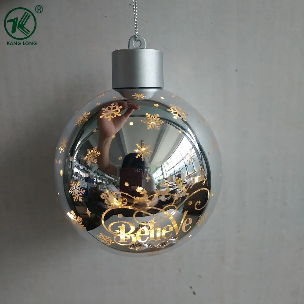 Electroplated laser glass Christmas ball with LED light