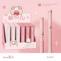 Pulpen Gel Mura Creative Desain Babi Pink Lucu 2pcs/box 0.5mm Tulisan Halus Tanpa Macet Pulpen Netral Saku Pelajar Pulpen Tanda Tangan