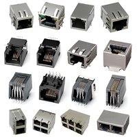 Conector GLGNET 10/100Base-T Gigabit 2x4 Integrado de 8 Pines RJ45 Hembra con LED, Conector Modular RJ45 para PCB, Conector Ethernet RJ45