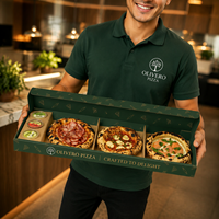 Emballage en carton personnalisé imprimé, boîte à pizza à 3 compartiments, qualité alimentaire pour mini-pizzas, boîte à emporter écologique