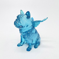 Statue de bouledogue français ailé en résine transparente personnalisée, aspect cristal, sculpture de chien en résine transparente, décoration de table, ornement animalier