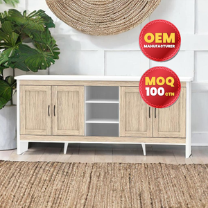 Durable Modern Style 4-Door Wood Cabinet 2 <b>Shelves</b> Custom Size for Home Furniture Direct Malaysia Manufacturer for Living Room - Product Image 1