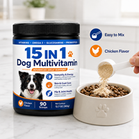 Poudre multivitaminée premium 15-en-1 pour chiens – Soutien articulaire, digestif, cutané et immunitaire – Formule botanique – Fabriqué en usine certifiée GMP – Pot de bien-être pour animaux de compagnie
