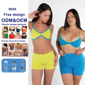 Conjunto Deportivo para Mujer, Transpirable, con Sujetador Deportivo y Pantalones Cortos de Secado Rápido, Estampado Deportivo con Logotipo Frontal, para Correr al Aire Libre, Primavera-Verano - Product Image 1