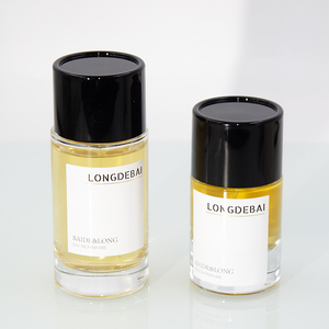 Botella de Perfume de Vidrio Transparente Cilíndrica de Lujo con Diseño Personalizado, 30ml 50ml 100ml, Botella de Perfume Redonda Vacía con Tapa Negra - Product Image 2