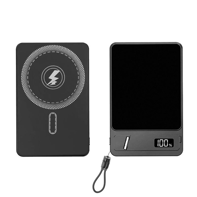10000 MAh Type-C Fast Charging Magnetic Wireless Power Bank with Digital Display and Lanyard
