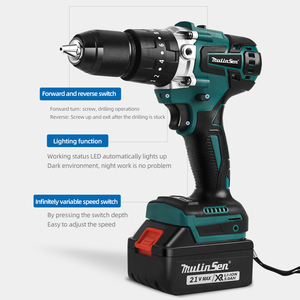 Perceuse <span class=keywords><strong>sans</strong></span> <span class=keywords><strong>fil</strong></span> MulinSen 21V <span class=keywords><strong>sans</strong></span> balais, tournevis électrique à couple élevé 65 Nm, outil électrique 25 vitesses avec mandrin 10 mm et lumière LED - Product Image 5
