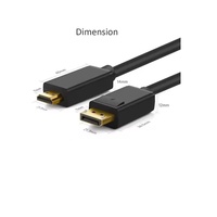 Câble DP mâle vers HDTV mâle en PVC de 1,8 m avec conducteur en cuivre nu, noir, 1080P, pour ordinateur