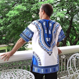 Vêtements traditionnels ethniques africains Ankara <span class=keywords><strong>Chemise</strong></span> dashiki numérique à col en V en tissu tricoté - Product Image 3