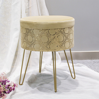 En gros Offre Spéciale nordique moderne rose velours tissu pouf jambes moderne coiffeuse escabeau pouf pouf