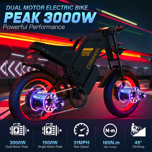 Bicicleta Eléctrica COSWHEEL GT20 PRO de 3000W con Doble Motor, Batería de 48V 40AH, Neumáticos Gruesos de 20 Pulgadas, Disponible en Almacén de la UE - Product Image 3