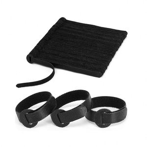 Adjustable Cable Management Ties Eco-Friendly Polyester Nylon <b>Hook</b> Loop <b>Adhesive</b> Tape for Organizing Cords Shoes Bags Black - Product Image 1