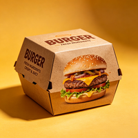 Boîte à burger jetable empilable en kraft, anti-fuite, pour poulet frit, frites, restaurant, vente en gros