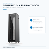 Armoire serveur sur pied avec porte vitrée, capacité statique de 1200 kg, système de montage réglable, rack serveur pour usage médical