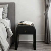 Table de chevet moderne en bois de frêne noir avec un tiroir polyvalent pour chambre à coucher salon villas hôtels appartements salle à manger/salle de sport