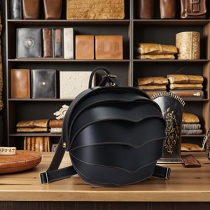 Stylish Girl Men's Vintage Cowhide Leather <b>Backpack</b> New Beetle Design Polyester Lining Open Closure for Outdoor Hiking Travel - Product Image 1