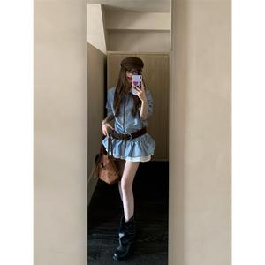 Camisa de Mezclilla a Rayas Azules para Mujer, Corte Regular, Estilo Vintage Chic, Manga Larga, con Botones, Transpirable, para Uso Diario - Product Image 1