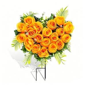 Bouquet di Fiori Artificiali Realistici: Rose <span class=keywords><strong>Rosse</strong></span> e Gialle, <span class=keywords><strong>Margherite</strong></span> Bianche per Centrotavola, Feste e Decorazioni Funebri - Product Image 5