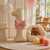 Ballon Chiffre en Aluminium 40 Pouces Blanc Décoration Fête Anniversaire Autocollant Ballons Premier Anniversaire Vente en Gros