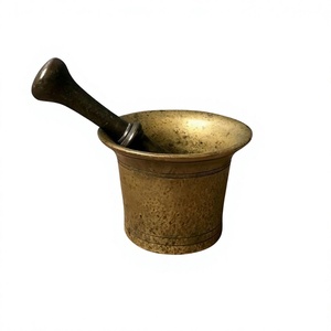 ครกสากทองเหลืองสีทองทำด้วยมือและสากรูปทรงกลม - Product Image 1