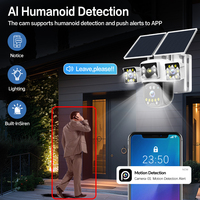 Cámara de Seguridad PTZ Solar para Exteriores de 9MP, 3 Lentes, 3 Pantallas, Inalámbrica, CCTV, Grabación AOV24/7, Visión Nocturna en Color, Detección de Movimiento