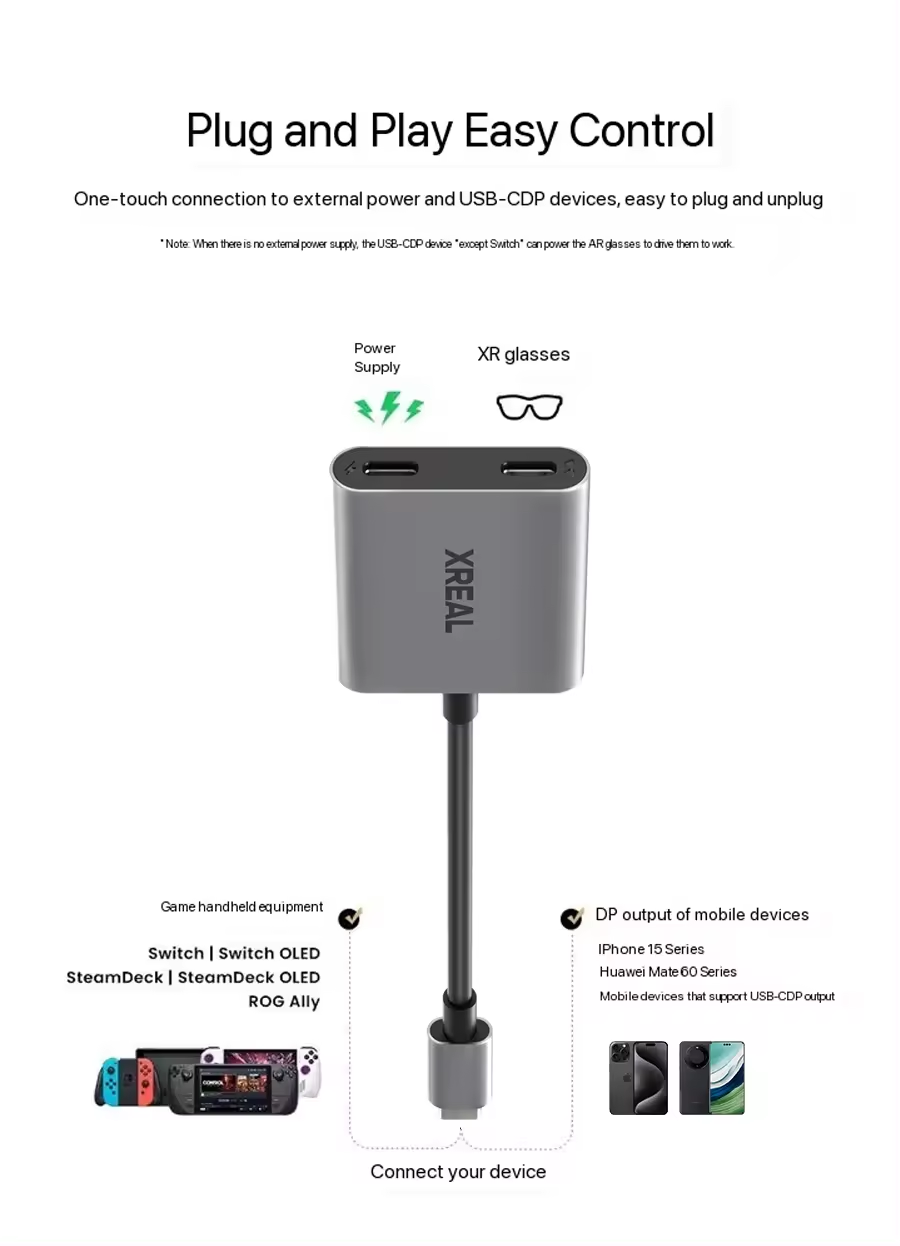 Xreal Hub for Xreal Air 2/air2 Pro - Fast Charging & Direct Connection