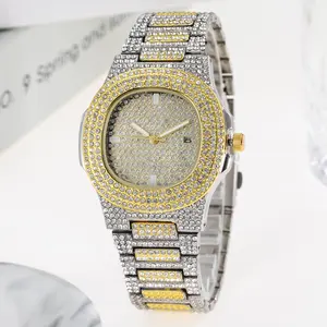 Herenhorloges Luxe Mode Diamant Datum Quartz Horloge Ijskoud Horloge Homens Relogio De Diamante