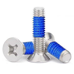 Chính xác điện tử 304ss vít M2-M8 chìm phẳng đầu chéo khe màu xanh Nylon tấm chống rơi chủ đề Khóa ốc vít - Product Image 3