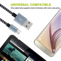 Kabel Data Pengisian Daya Mikro USB Berbahan Nilon Kepang untuk Tablet Android Tersedia OEM