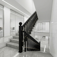 Rampe d'escalier en alliage d'aluminium doré, moderne, antidérapante, pour balcon, hôtel, appartement, villa, installation facile, résistante à la rouille