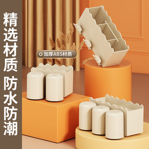 Soporte para cepillos de dientes montado en la pared, triple compartimento, sin taladro, organizador de baño que ahorra espacio para pasta de dientes y vaso para enjuague bucal - Product Image 3