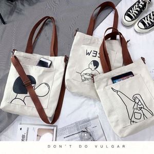 Bolsa de Compras de Lona de Algodón con Logotipo Personalizado, Estilo Moderno, Linda, Grande, con Asa y Correa Cruzada para Mujer - Product Image 5