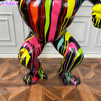 Statue de gorille de 120 cm de haut Objet Déco en résine de fibre de verre XXL Gorille d'extérieur Noir Poubelle